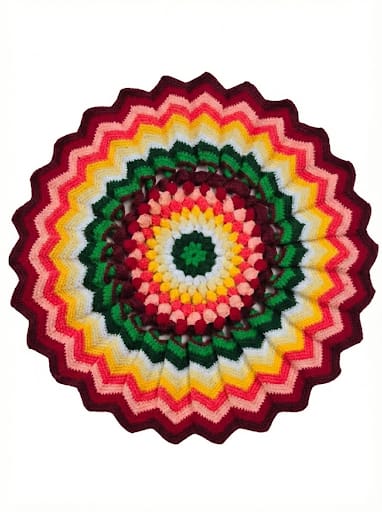 Multicolor Spiral Mandala Crochet Thalposh