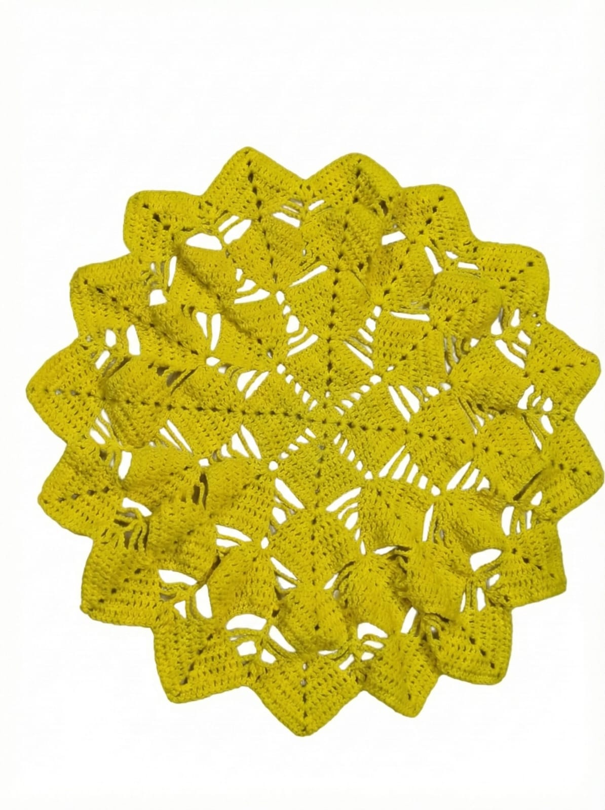 Mustard Star Pattern Crochet Thalposh